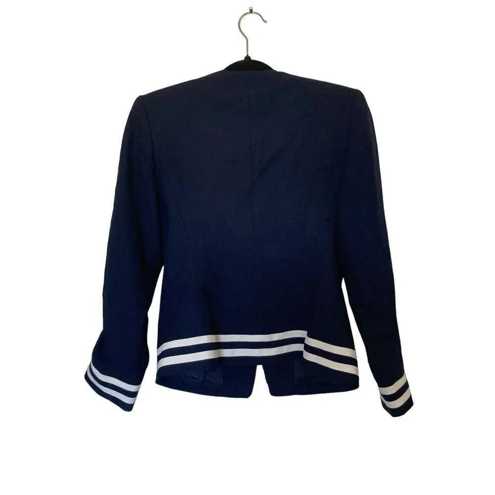 Petite Sophisticate Vintage Blazer Navy White Stripes Nautical Size 6 - Picture 2 of 6